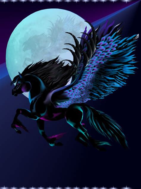 Black Pegasus And Blue Moon By Lotacats05 On Deviantart Mythical