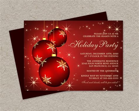 Diy Printable Holiday Party Invitations Elegant Christmas