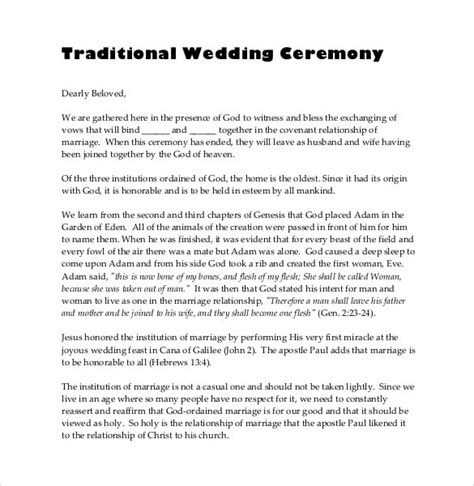 Simple Wedding Ceremony Script Printable