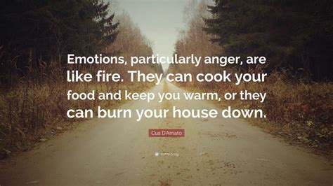 Quote by cus d'amato (mike tyson's mentor). Cus D'Amato Quote: "Emotions, particularly anger, are like fire. They can cook your food and ...