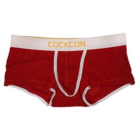 Buy Men Briefs Cockcon Men Through Mesh Boxers Shorts Briefs Hollow Out Underwear Sexy Red L
