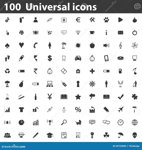 100 Universal Icons Set Stock Vector Illustration Of Home 60102886