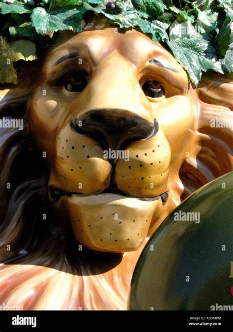 Bavarian Lowenbrau Beer Lion Statue In Munich City Centre Germany