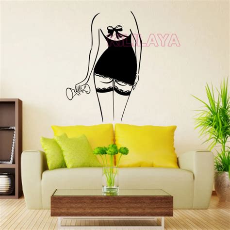 Vinyl Walls Sticker Sexy Woman Wineglass Wall Stickers For Living Room