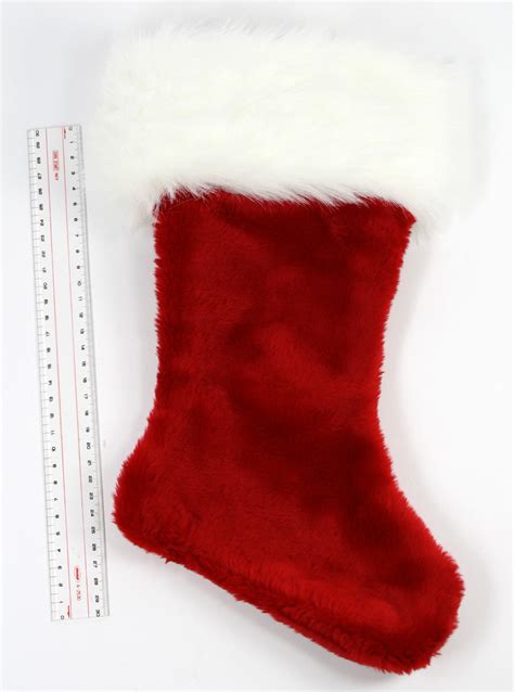 Usa Made 16 Plush Christmas Stocking Red And White Faux Fur Trim Classic