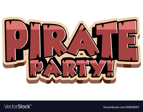 Font Design For Word Pirate Party On White Vector Image