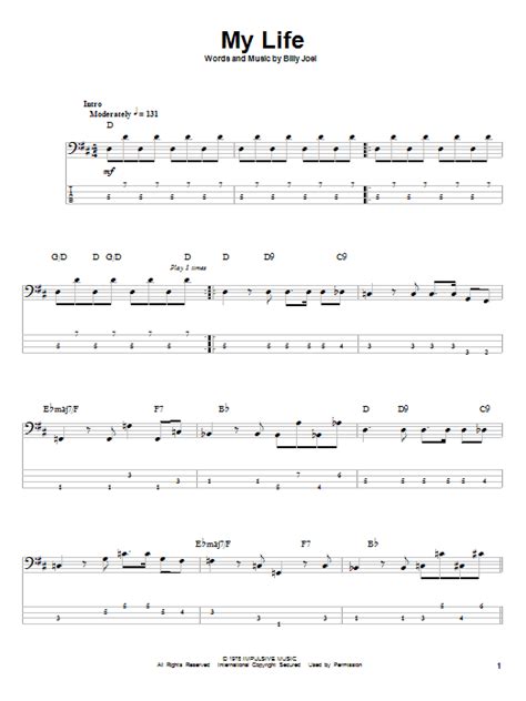 my life by billy joel bass tab guitar instructor