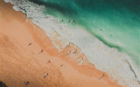 Aerial Photography Of People At The Beach Imac Wallpaper Download