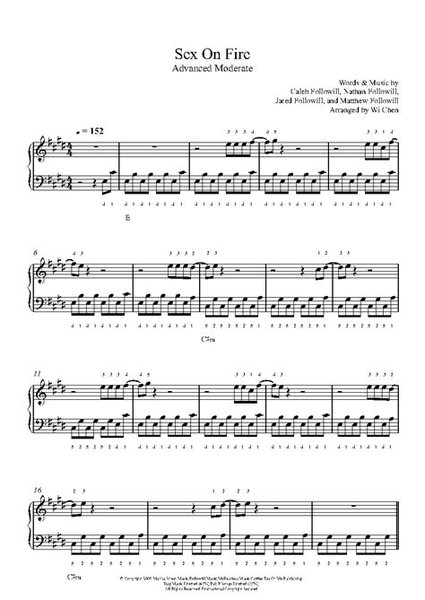 Sex On Fire By Kings Of Leon Sheet Music Lesson Advanced Level