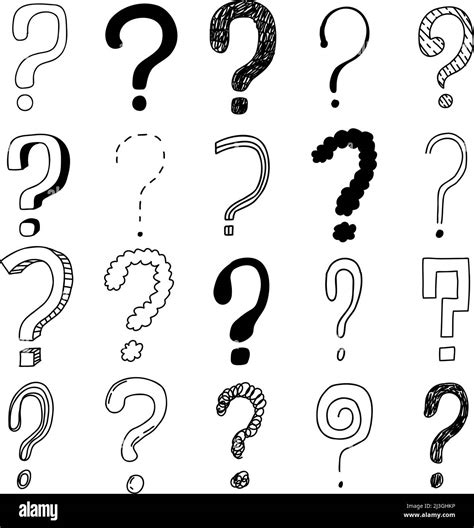 Questions Marks Hand Drawn Doodle Ask Sign Set Vector Who Why Faq