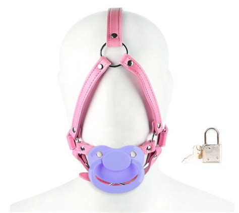 adult pacifier gag locking head harness pink abdl dummy gag etsy canada