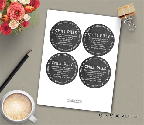 Printable Chill Pill Label Template
