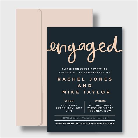 Engagement Party Invitation Printable Brush Lettered Etsy