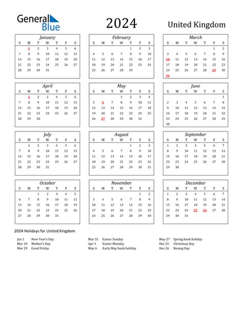 2024 Calendar With Uk Holidays Printable Free White Nycdesign Us Hot