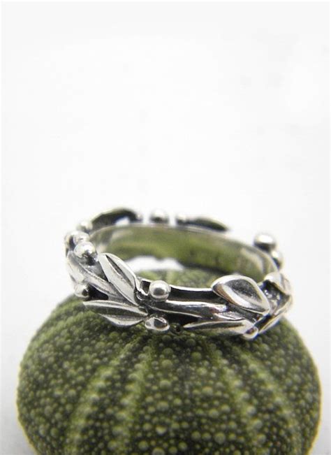 Silver Twig Stack Ring Olive Branch Stacking Ring In Sterling Silver