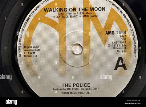 The Police Walking On The Moon 7 Single Record Label Stock Photo Alamy