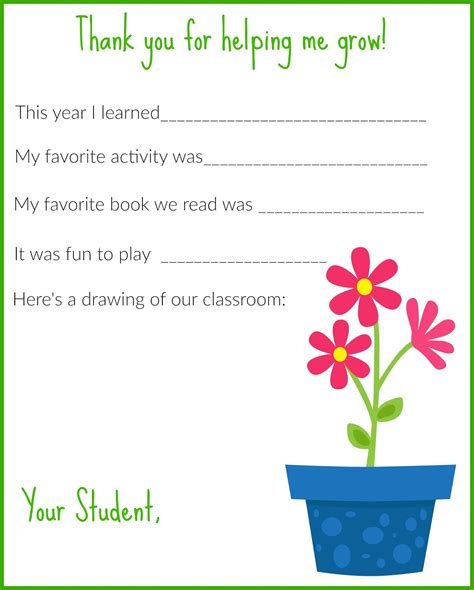 A Thank You Letter For Teachers Free Printable The