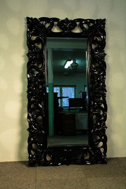 lustro w czarnej ramie 168 cm x 90 tafla ze szlifem glamour meble stylowe meble kolonialne
