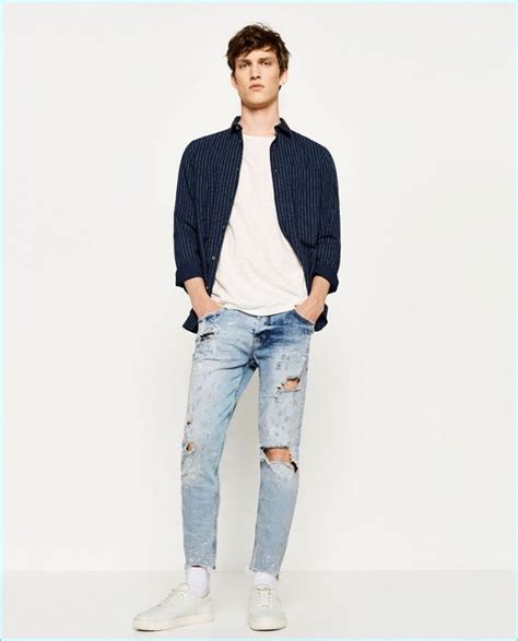 Zara Hones In On Modern Denim Fashions Ripped Jeans Men Zara Man