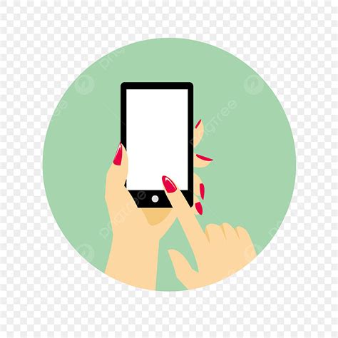 Finger Lady Pressing The Handphone Button Illustration Woman Lady