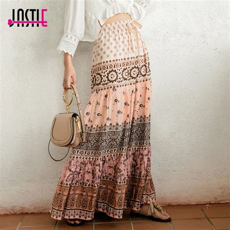 Jastie Lionheart Maxi Skirt Bohemian Style Gypsy Casual Beach Skirts