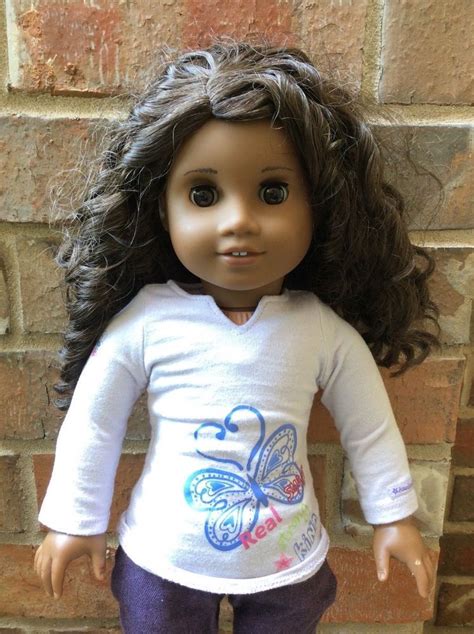 american girl doll curly hair brown skin and eyes african american 18” tall used curly hair