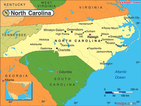North Carolina Map Tourist Attractions