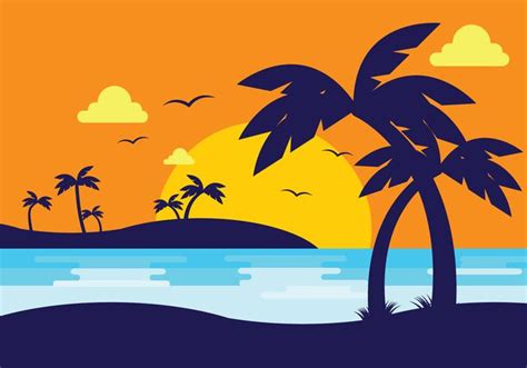 Beach Sunset Vector At Getdrawings Free Download