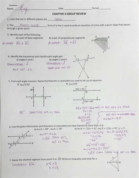 Geometry Chapter 3 Test Answer Key Sharifagwion