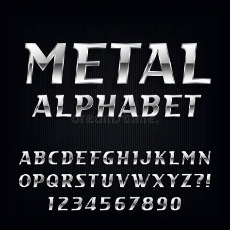 Chrome Alphabet Font Metal Effect Italic Letters And Numbers Stock
