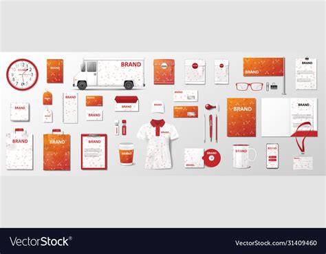 Artistic Orange Corporate Identity Mock Up Vector Image