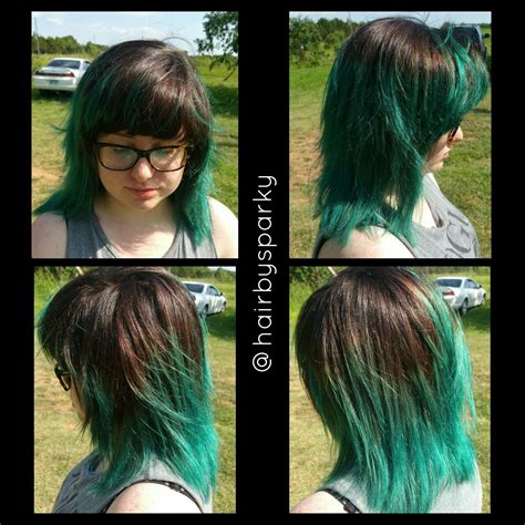 Shadow Rootbalayage Dark Brown And Teal With Images