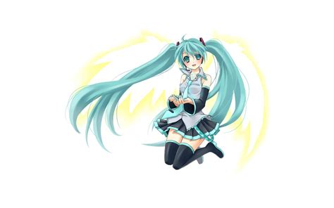 Wings Vocaloid White Hatsune Miku Thigh Highs Realism Anime Girls