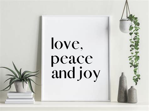 Love Peace And Joy Print Wall Poster Print Text Quote Home Etsy