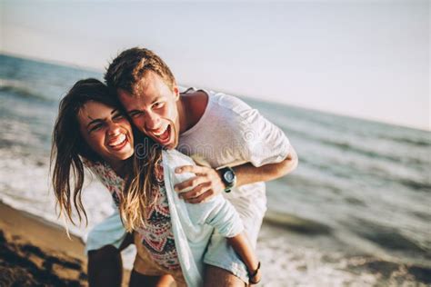 Couple Laughing In Love Romance On Travel Honeymoon Vacation Summer