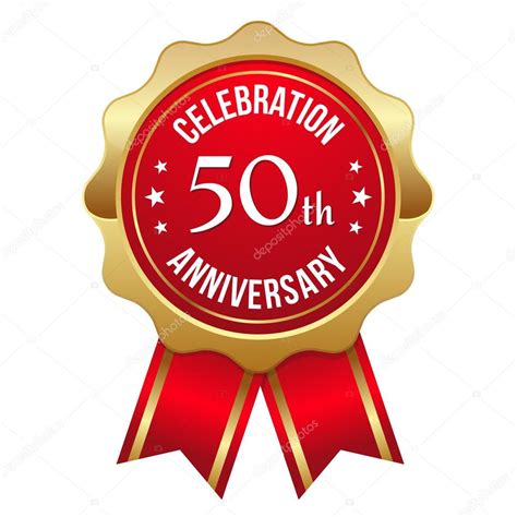 Red Golden 50th Year Anniversary Badge Stock Vector Image By