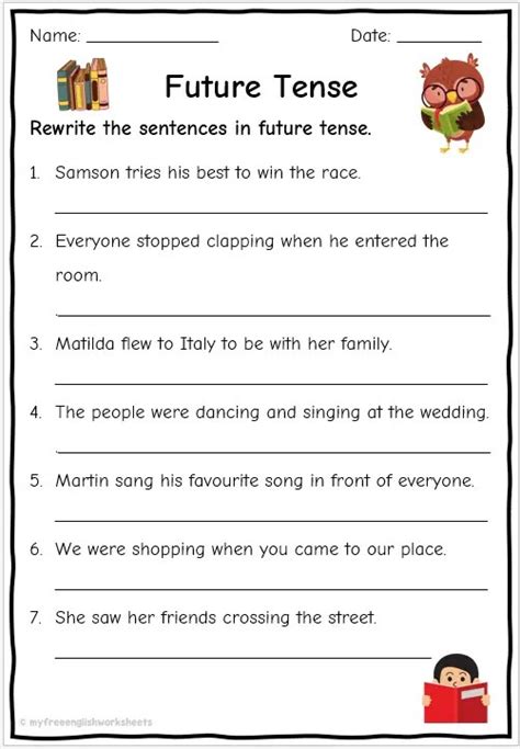 Future Tense Verbs Worksheets Free English Worksheets
