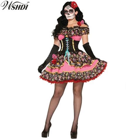 halloween day dead costume adult women corpse bride skull costumes cosplay scary skeleton fancy