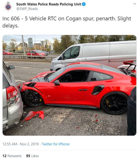 Brand New Porsche 911 Gt2 Rs Crashes Just A Mile From Dealership