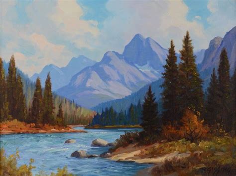 Roland Gissing 1895 1967 Asa Oil Painting Mountain Lake Landscape
