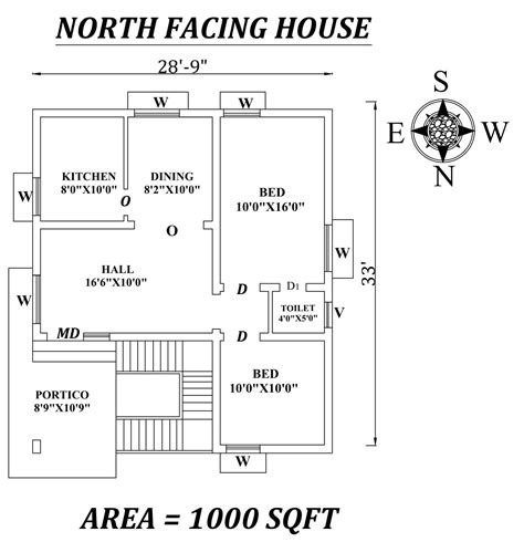 289x33 Amazing North Facing 2bhk House Plan As Per Vastu Shastra