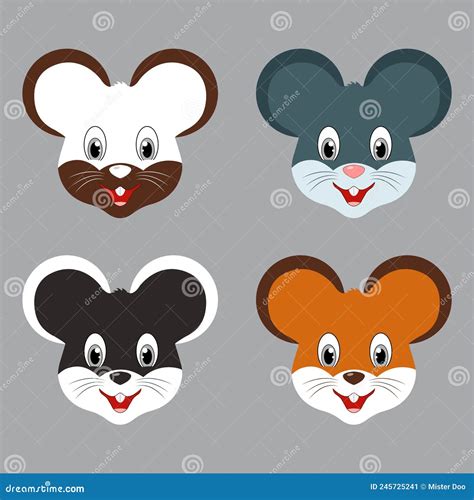 Collection Of Mouse Cartoon Face Design Icon Pack Of Happy Mouse