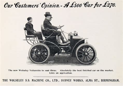 Of energy's page on the history of the electric car states, by 1900, electric cars were. Wolseley: Cars - Graces Guide