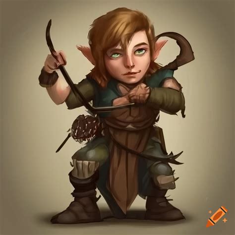 Halfling Ranger Young Adult Bow And Arrow Arrached To His Back