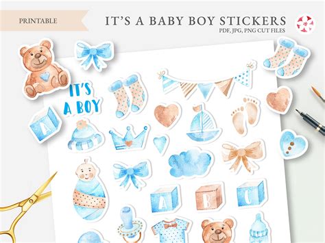 Baby Boy Stickers New Baby Printable Bullet Journal Stickers Etsy