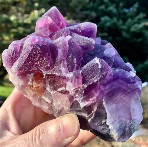870g Big Violet Purple Fluorite Crystal Cluster Mineral Display Specimen