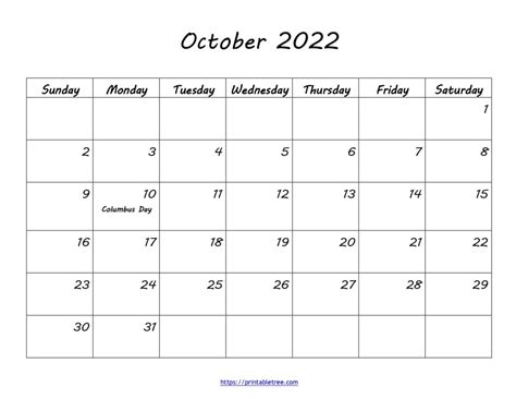 October 2022 Calendar Printable Pdf Free Templates With Holidays