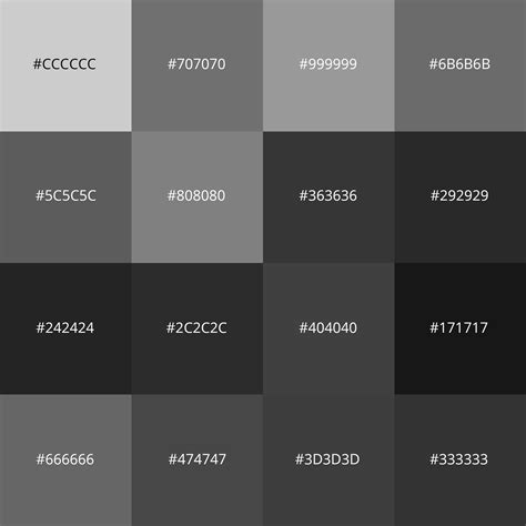 Shades Of Grey Color Chart With Names Designinte Com