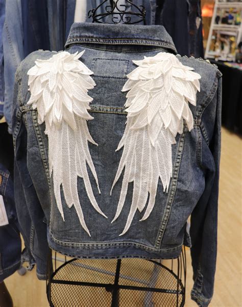 Embellished Denim Angel Wings Jacket/ Boho Jacket/ Applique Denim Women's Jacket/Festival Jacket