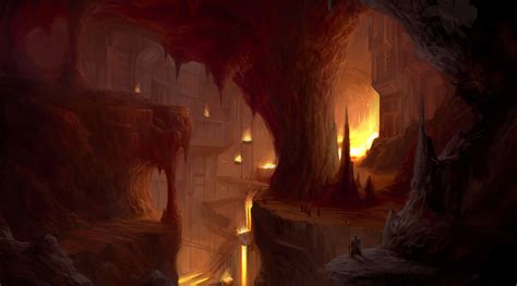 Cave Caves Fantasy City Cities Wallpapers Hd Lava Cave Fantasy